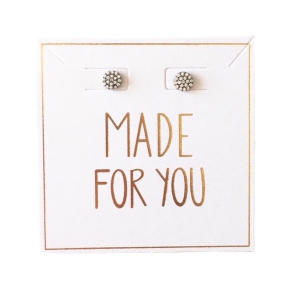 new Pave CZ Cubic Zirconia Studs ✦ Rhodium Plated Sterling Silver ✦ .925 SS ✦ - Picture 9 of 16